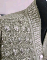 Women's  Pure Wool Self Design Full Sleeve Cardigan - M