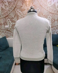 Women's  Pure Wool Self Design Full Sleeve Cardigan - M