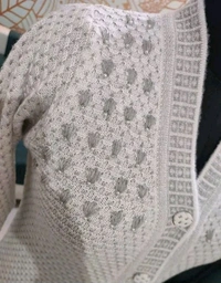Women's  Pure Wool Self Design Full Sleeve Cardigan - M