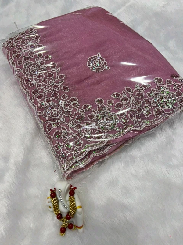 Elegant Embroidered Malbari Silk with Floral Sequins Saree