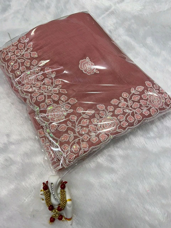 Elegant Embroidered Malbari Silk with Floral Sequins Saree