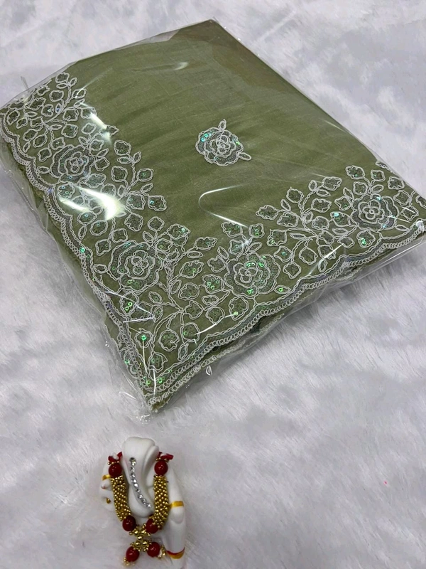 Elegant Embroidered Malbari Silk with Floral Sequins Saree