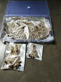 Gold Plated Choker Necklace, Earrings & Mang Tikka Set - Maroon