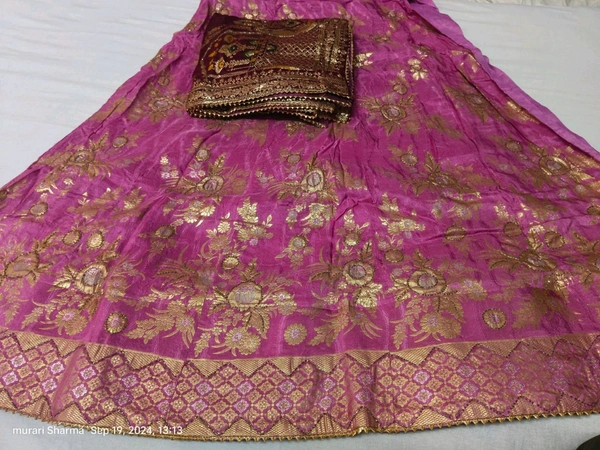 Pooja Creation Designer Lehenga in Pure Uppada Silk with Gota Patti Handwork - Pink