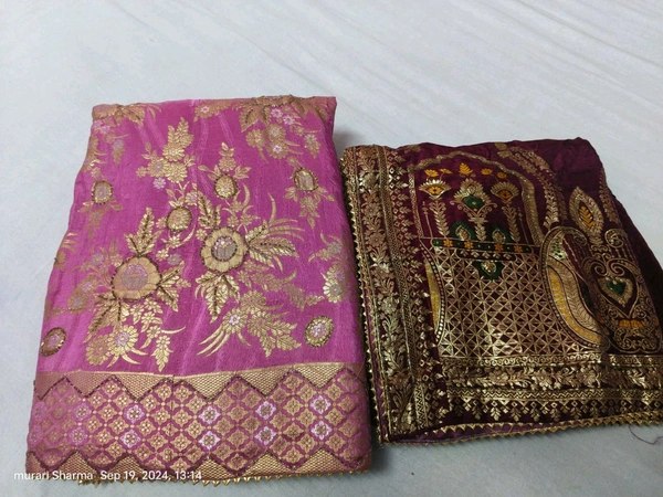 Pooja Creation Designer Lehenga in Pure Uppada Silk with Gota Patti Handwork - Pink