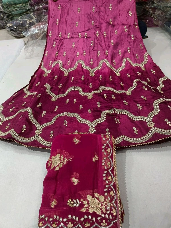 Pooja Creation Magenta Embroidered Lehenga Choli with Dupatta