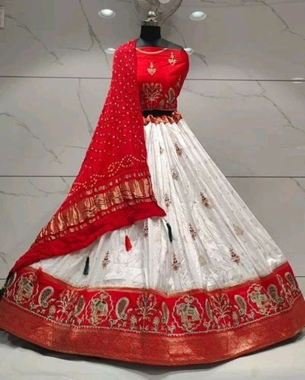 Ralima Jacquard Embroidered Lehenga Set with Badhani Dupatta  - Red