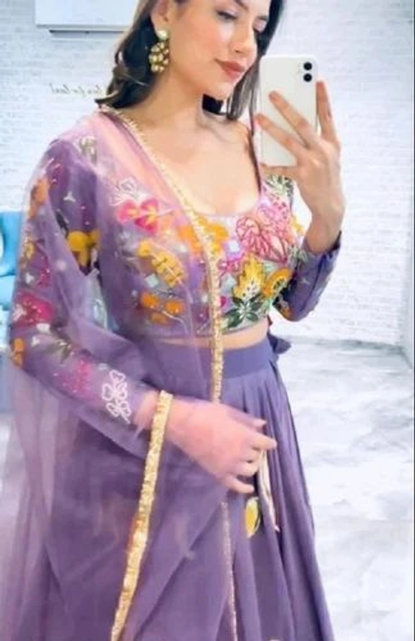 Ralima Machine Ladies Purple Embroidered Lehenga Choli