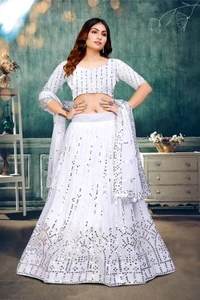 Ralima Georgette Embroidered White Lehenga Choli With Dupatta 