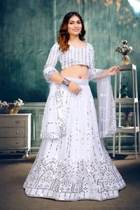 Ralima Georgette Embroidered White Lehenga Choli With Dupatta 