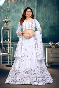 Ralima Georgette Embroidered White Lehenga Choli With Dupatta 