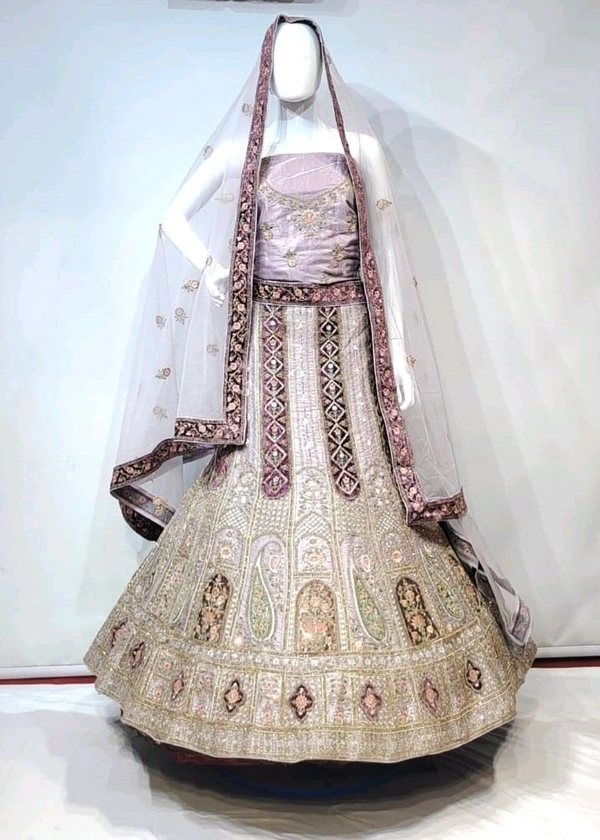 KMD Elegant Pastel Embroidered Bridal Lehenga with Dupatta