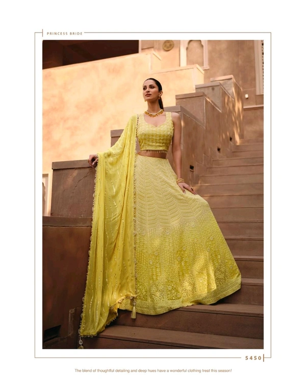 Fashion Hub Embroidery Lehenga Choli Dupatta Set - Neha Collection - Yellow