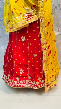 Pooja Creation Exquisite Jaipuri Hand-Bhandhej Lehenga Collection with Heavy Gota Patti Work - Red