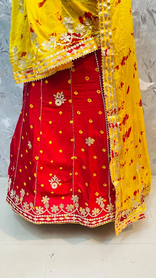 Pooja Creation Exquisite Jaipuri Hand-Bhandhej Lehenga Collection with Heavy Gota Patti Work - Red