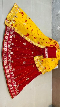 Pooja Creation Exquisite Jaipuri Hand-Bhandhej Lehenga Collection with Heavy Gota Patti Work - Red
