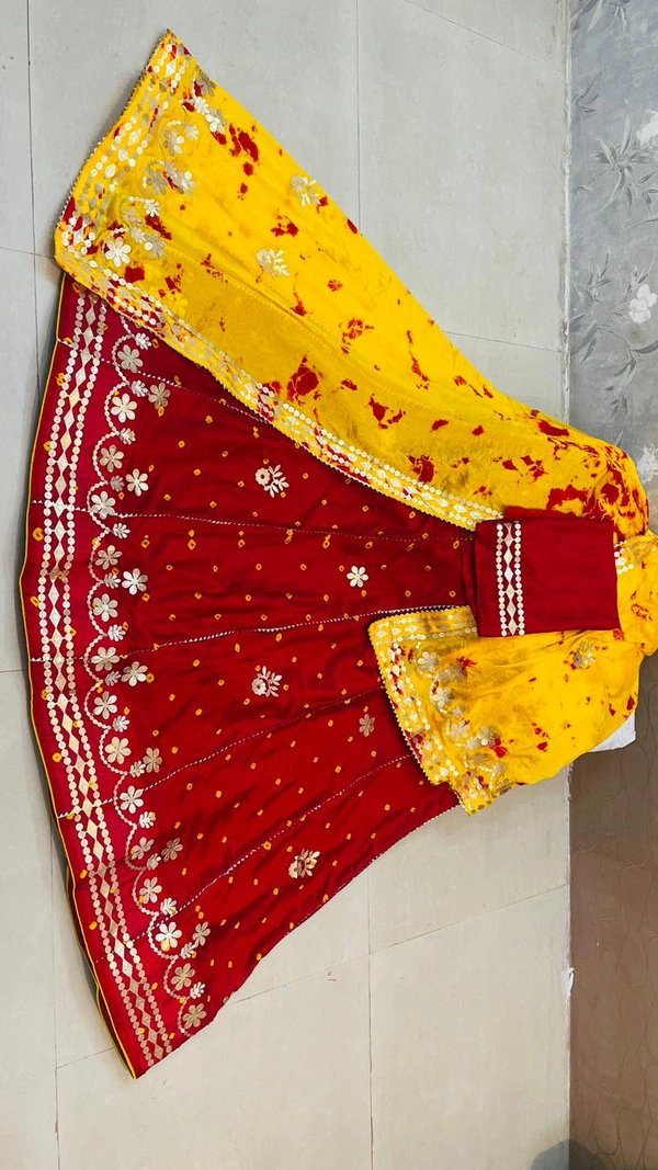 Pooja Creation Exquisite Jaipuri Hand-Bhandhej Lehenga Collection with Heavy Gota Patti Work - Red