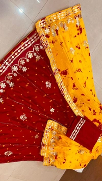 Pooja Creation Exquisite Jaipuri Hand-Bhandhej Lehenga Collection with Heavy Gota Patti Work - Red