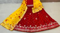Pooja Creation Exquisite Jaipuri Hand-Bhandhej Lehenga Collection with Heavy Gota Patti Work - Red