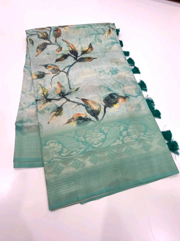 Fashion Hub Premium Benarasi Soft Silk Saree with Floral Weaving Motifs and Royal Borders