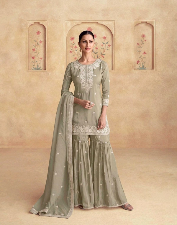 Fashion Hub Women's Embroidered Sharara Set - Neha Collection  - M