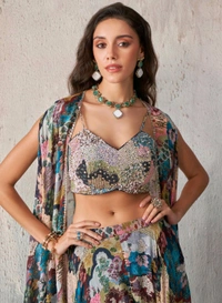 Fashion Hub Chinon Lehenga Choli Dupatta Set with Intricate Khatli Work Blouse | Neha Collection - M-36