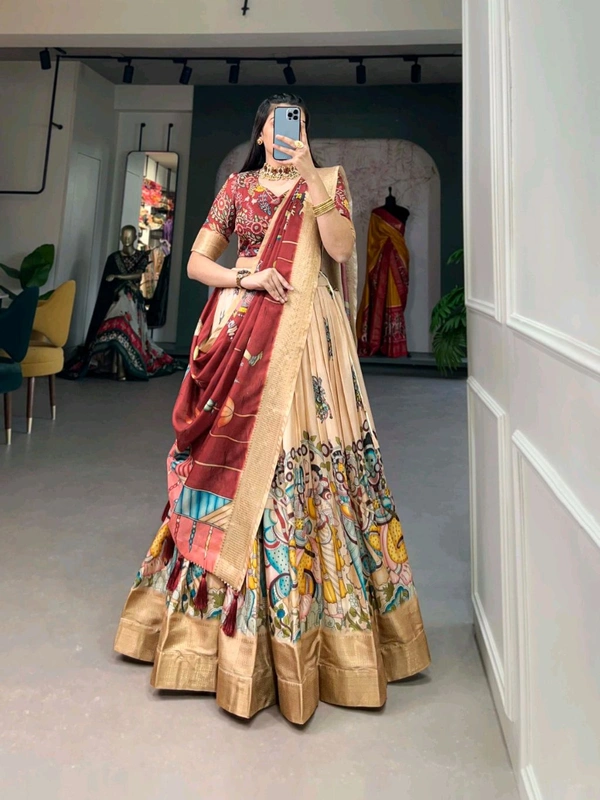 Fashion Hub Exquisite Dola Silk Kalamkari Lehenga Choli Set | Neha Collection