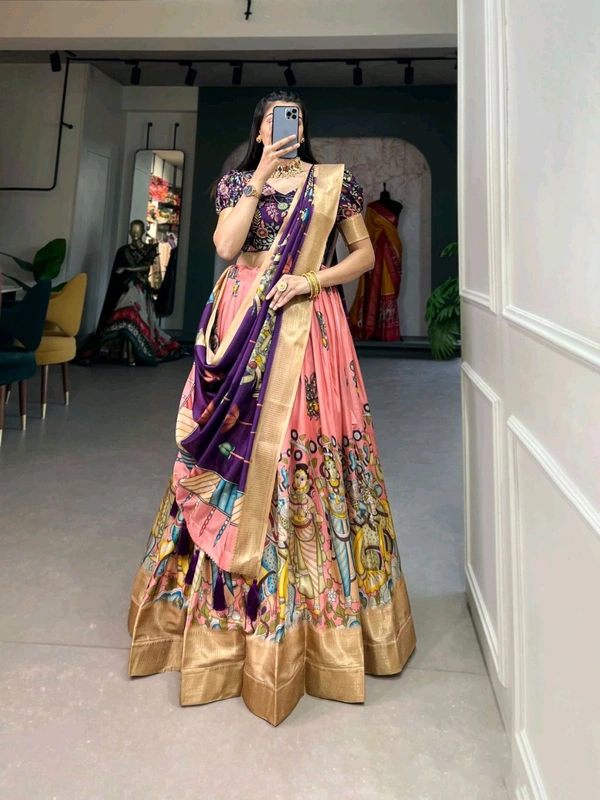 Fashion Hub Exquisite Dola Silk Kalamkari Lehenga Choli Set | Neha Collection