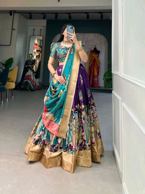 Fashion Hub Exquisite Dola Silk Kalamkari Lehenga Choli Set | Neha Collection