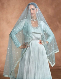 Fashion Hub Women's Chinon Silk Embroidery Stitched Gown | Neha Collection - L