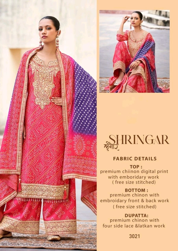 Fashion Hub Embroidered Chinon Salwar Kameez Set with Mirror Work & Designer Dupatta | Neha Collection - M, Pink