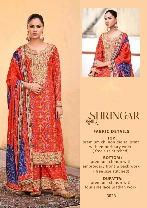 Fashion Hub Embroidered Chinon Salwar Kameez Set with Mirror Work & Designer Dupatta | Neha Collection - XXL, Red