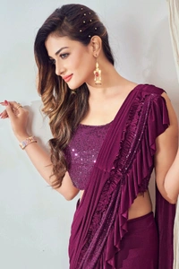 Fashion Hub Ready to Wear Lycra Saree with Ruffle Border| Neha Collection