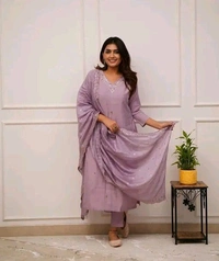 Msc Embroidered Viscose Chanderi Kurti with Pant & Dupatta Set - Elegant Ethnic Wear | Neha Collection - M