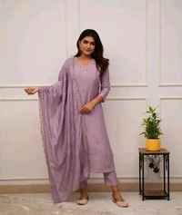 Msc Embroidered Viscose Chanderi Kurti with Pant & Dupatta Set - Elegant Ethnic Wear | Neha Collection - M