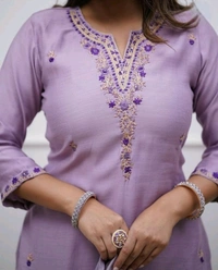 Msc Embroidered Viscose Chanderi Kurti with Pant & Dupatta Set - Elegant Ethnic Wear | Neha Collection - L