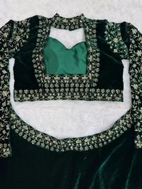 Prayosha Women's Viscose Velvet Thread and Sequins Embroidered Lehenga Choli