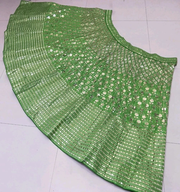 Prayosha Women's Parrot Green Embroidered Banglori Silk Lehenga Choli with Net Dupatta