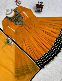 Prayosha Gold Crush Velvet Top with Diamond Work Dupatta - XL