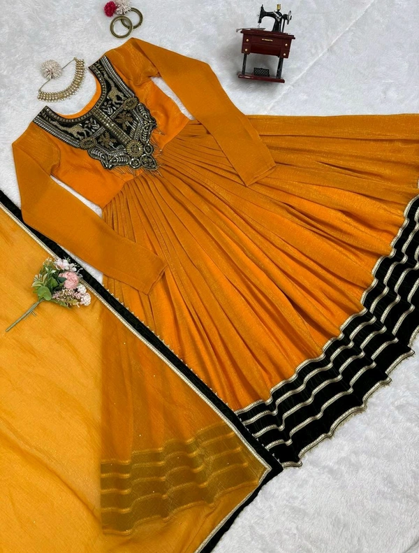 Prayosha Gold Crush Velvet Top with Diamond Work Dupatta - XL
