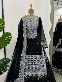 Prayosha Faux Georgette Embroidered Lehenga Set with Dupatta