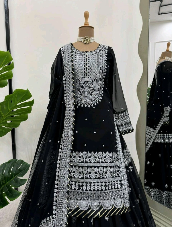 Prayosha Faux Georgette Embroidered Lehenga Set with Dupatta