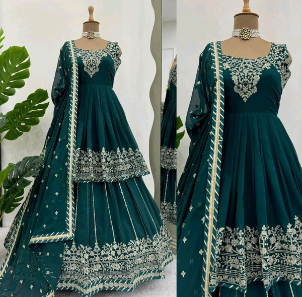 Prayosha Faux Georgette Embroidered Lehenga Choli with Dupatta - XL
