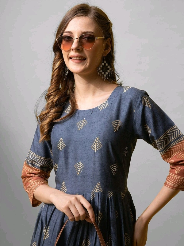 Women's Blue Rayon Gown | Elegant and Comfortable - L