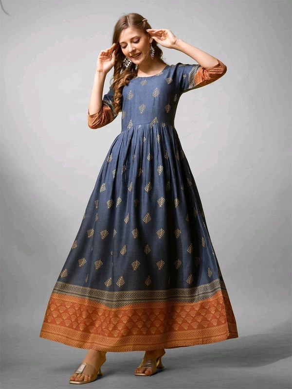 Women's Blue Rayon Gown | Elegant and Comfortable - 4XL