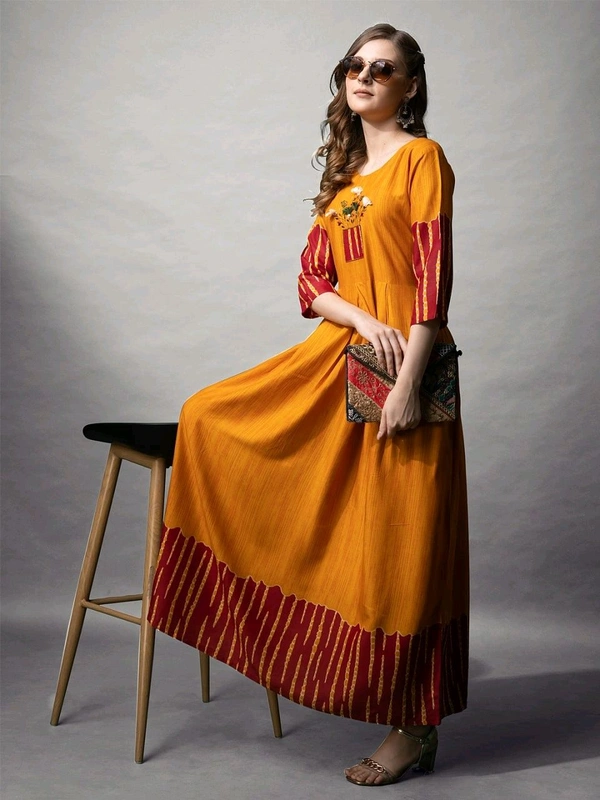 Women's Yellow Rayon Gown | Elegant and Comfortable - XL