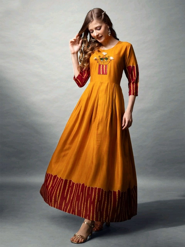 Women's Yellow Rayon Gown | Elegant and Comfortable - XL