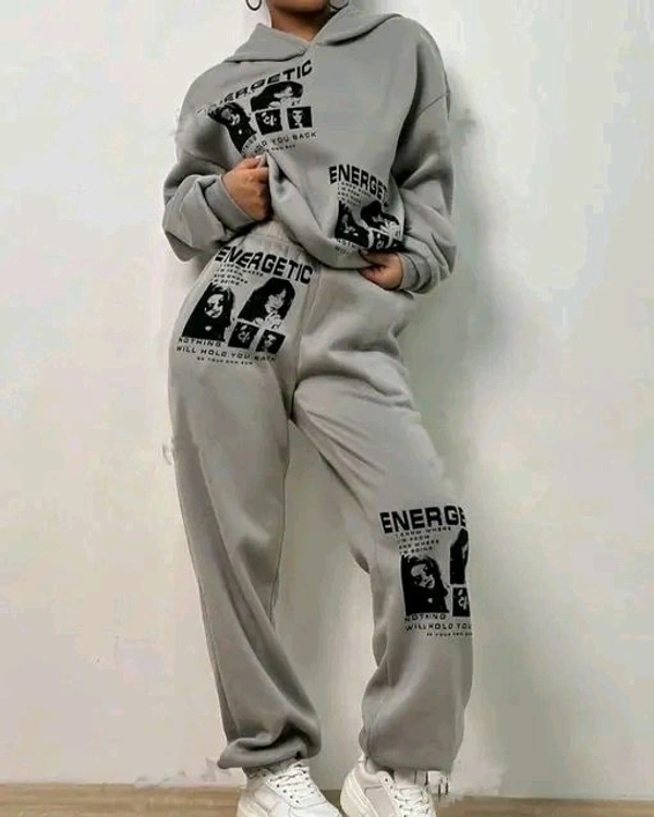 Neha Collection Energetic Woolen Hood and Lower Set For Women  - S, Gray