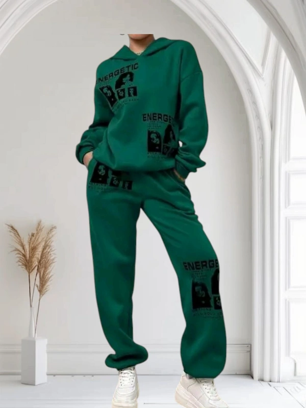 Neha Collection Energetic Woolen Hood and Lower Set For Women  - M, green