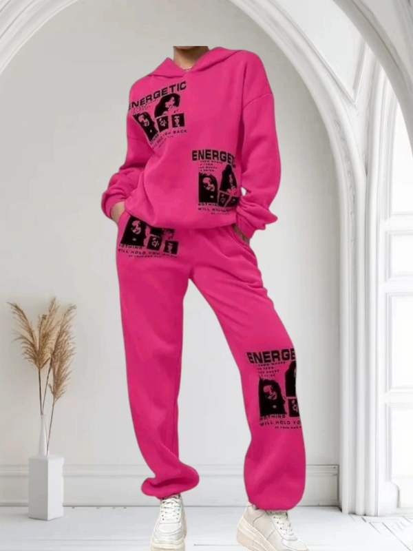 Neha Collection Energetic Hood and Lower - Woolen Activewear Set - S, Pink
